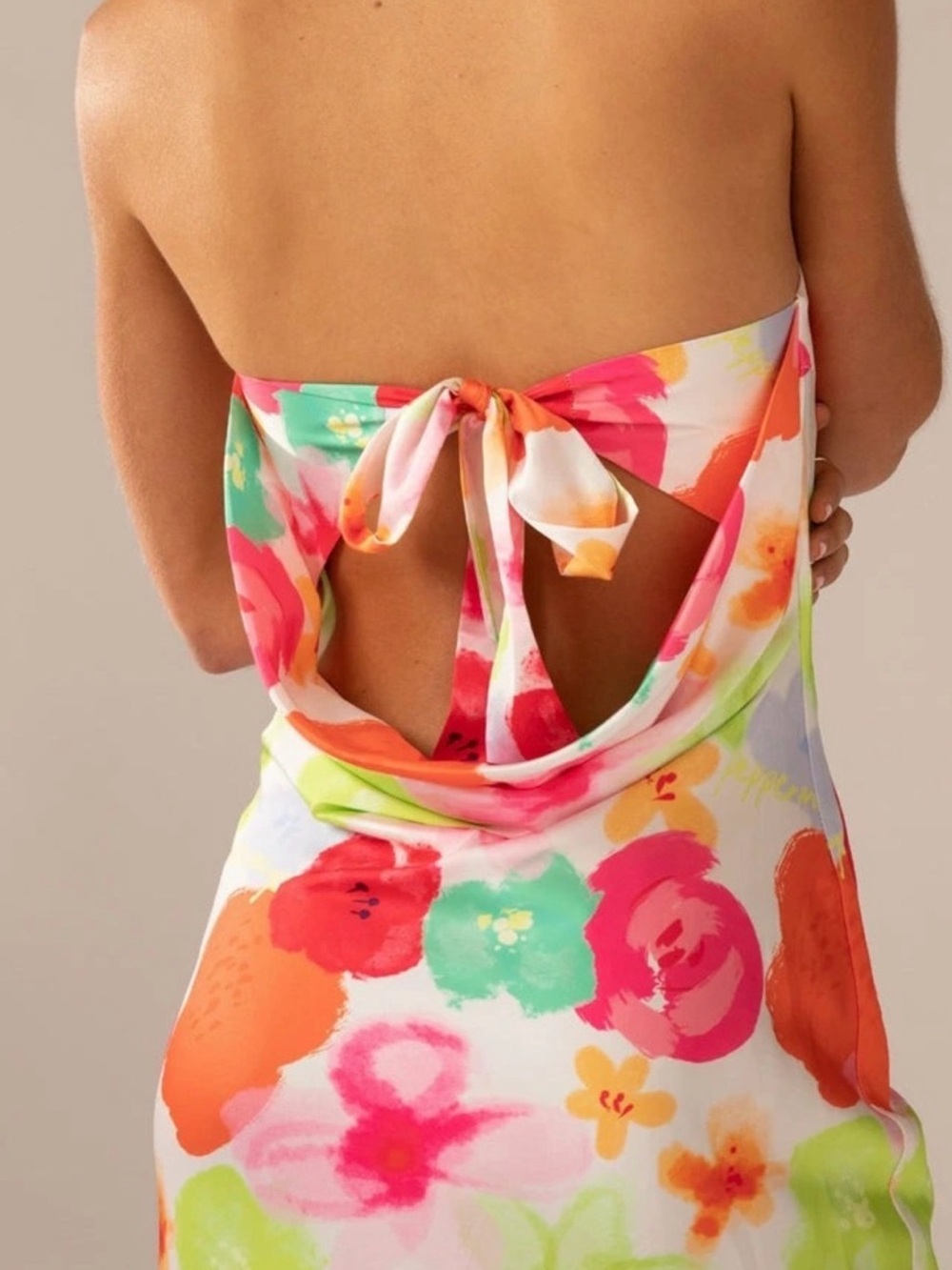 Peppermayo Carried Away White Floral Maxi Dress with Pink, Orange & Green Blooms - Picture 3 of 6